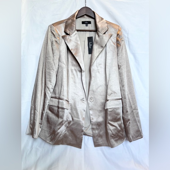 Lulu's Taupe Satin Oversized Blazer - NWT, very oversized - Picture 4 of 9
